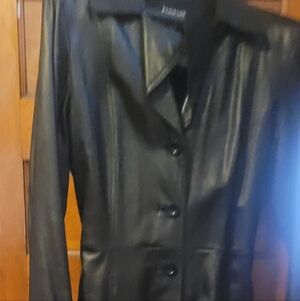 bebe Black Leather Jacket with Buckle Detail